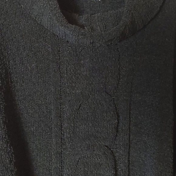 Seven7 Plus Size Black Cable Cowl Neck Sweater - Picture 3 of 10